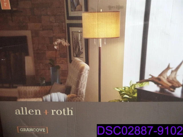 ALLEN ROTH 0756822 Grancove Floor Lamp Brush Nickel Oatmeal Shade