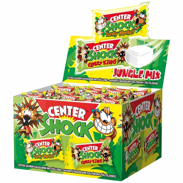 Center SHOCK sour gum candies: JUNGLE MIX Cherry/Apple 400g Made in FREE SHIP