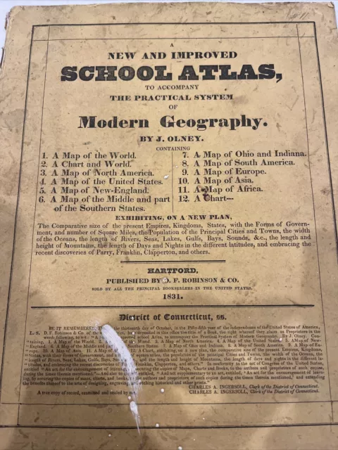 new and improved school atlas by olney 1831