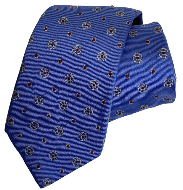NWT David Donahue Silk Blue Red Geometric Necktie