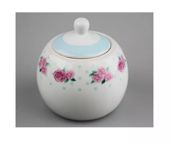 Vintage Rose Afternoon Tea For One Retro Porcelain Sugar Bowl Pot With Lid 350ml