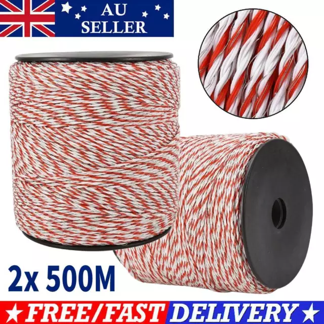 1000M Electric Fence Stainless Rope 2.3mm Polywire Poly Tape Farming Fencing AU