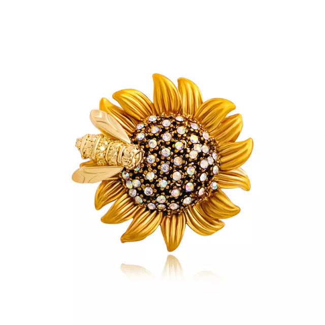 Sunflower With Rhinestone Stamen Brooches For Women And Men Daisy Flower Inse Sg