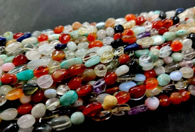Perles en forme de pépite lisse multi-pierres précieuses AAA Mix Stone...