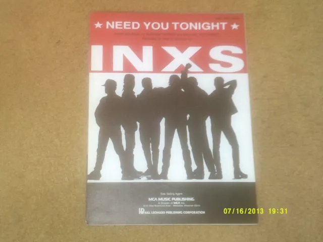 INXS sheet music Need You Tonight 1987 6 pages (NM shape)