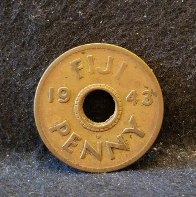 1943-S Fiji penny, George VI war time type struck in San Francisco, KM-7a (FJ2)