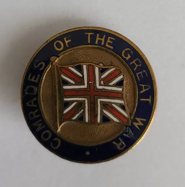 WW1 Enamelled Comrades Of The Great War Lapel Badge Numbered & Maker Marked