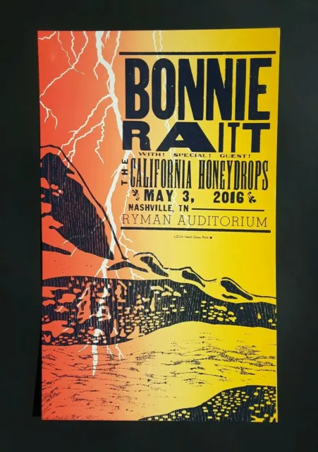 BONNIE RAITT Hatch Show Print Nashville RYMAN May 3, 2016 Concert Tour Poster