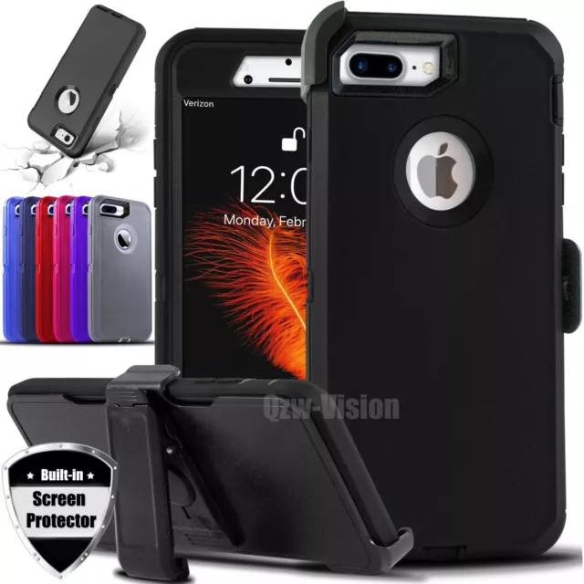 For iPhone 6 7 8 Plus Shockproof Rugged Case With Belt Clip & Screen Protector