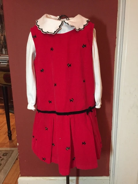 Samantha Says Girls Sz. 4 Corduroy Drop Waist Scottie  Dress & Top Set