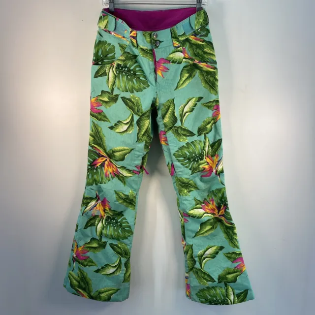 The North Face Freedom Green Hawaiian Floral Insulated Ski Snow Pants Womens S
