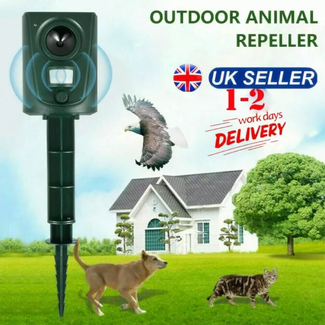 Battery Ultrasonic Garden Deterrent Repeller Animal Bird Cat Scarer Pest Fox Dog