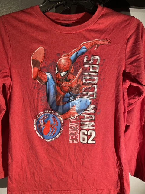 Marvel Boys Spiderman Graphic Long Sleeve T-Shirt Size Large