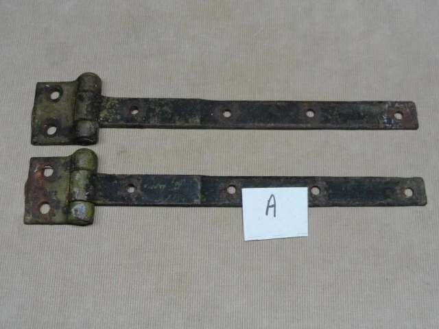 Pair of Barn Shed Door Garden Gate Strap Hinges Antique Cast Iron Nice Ones 'A' 10