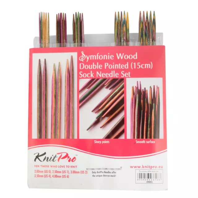 KnitPro Symfonie: Knitting Pins: Double-Ended: Set of Five: Sock Pin Kit: 15cm