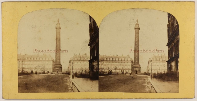 Colonne Platz Vendome c1865 Frankreich Foto Stereo Vintage Albumin P70L4n