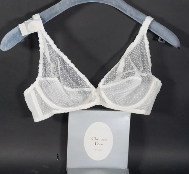 Reggiseno sexy vintage Christian Dior Lingerie France 996 bianco 85B con IMBALLO ORIGINALE