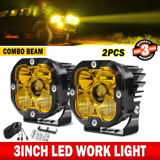 3inch led light Pods Laser 1000m Spot Flood fog driving Yellow ATV UTV 4WD 4X4