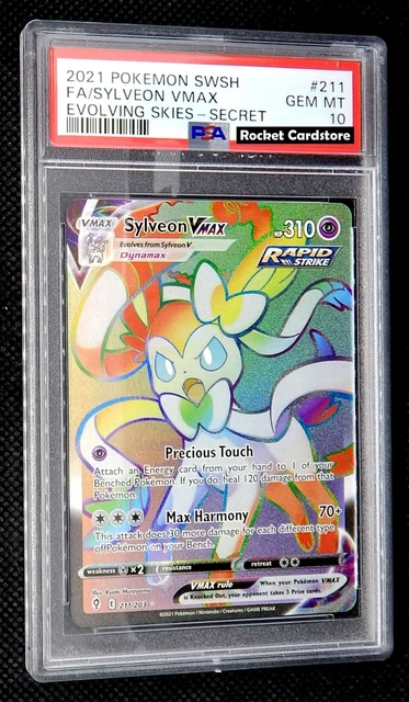Pokemon Sylveon Vmax secret Rainbow EN 211/203 Evolving Skies PSA 10 Gem Mint