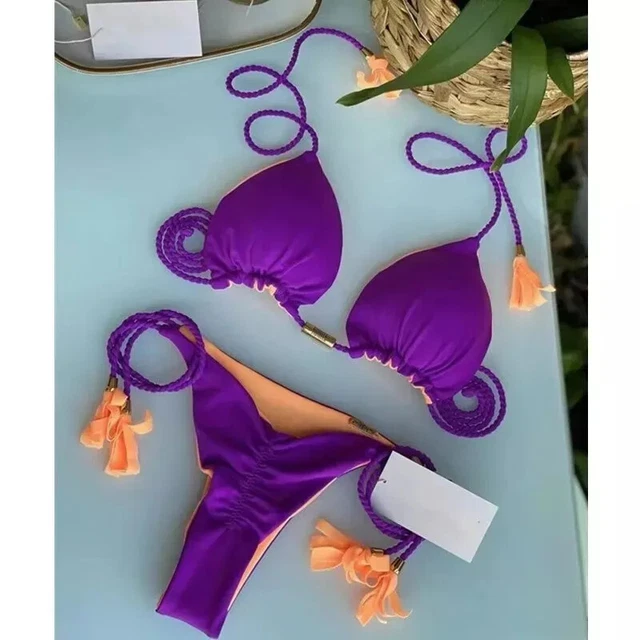Bikini 2 Pièces Femme SHEKINI - Haut Triangle Lacé Et Bas Taille Basse - Maillot De Bain Sexy