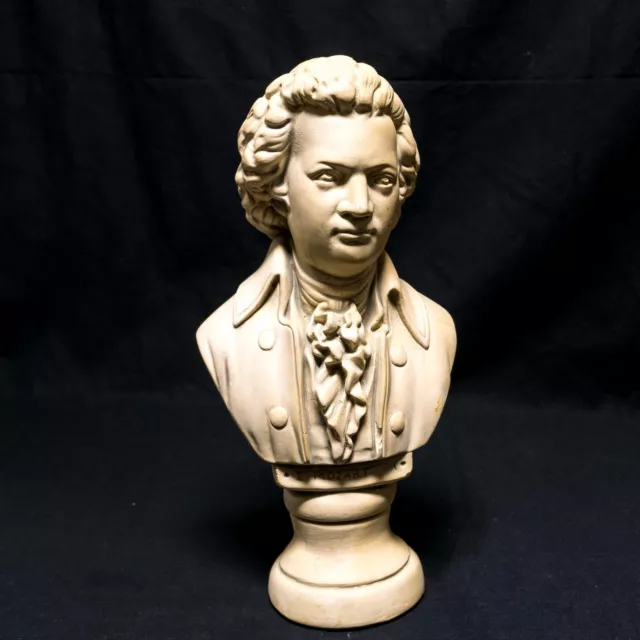 ⭐ VTG Antiqued Chalkware MOZART Bust Statue Sculpture 12” ⭐
