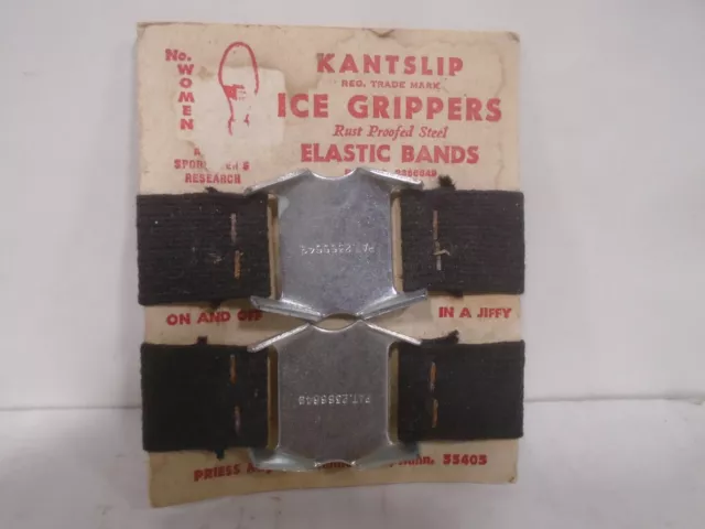 1950'S VINTAGE Kantslip Ice Grippers Unused On Display Cardboard WOMEN OR CHILDR