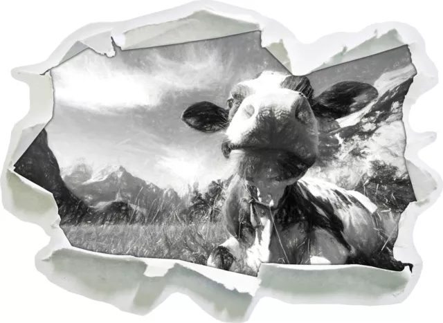 Vaca En Karwendelgebirge Arte Carbón Efecto - 3D-Look Papel Pegatina Pared