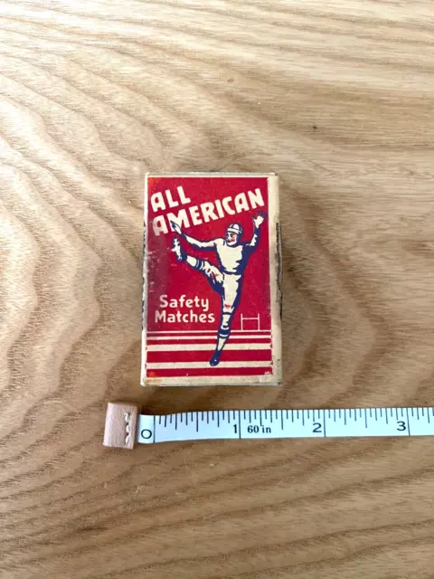 All American Football Wooden Matches Universal Match Co. St. Louis Mo 1940'S New