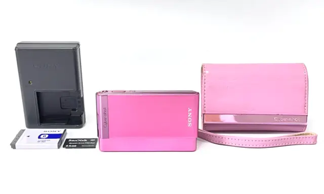 [Mint] SONY Cyber-Shot DSC-T90 Pink Digital Camera 12.1MP 4x zoom w/ Pouch Japan