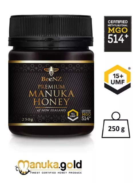 Aktiver Manuka Honig 500+ BeeNZ | aus Neuseeland | MGO514 mg/kg | UMF™15+ | 250g