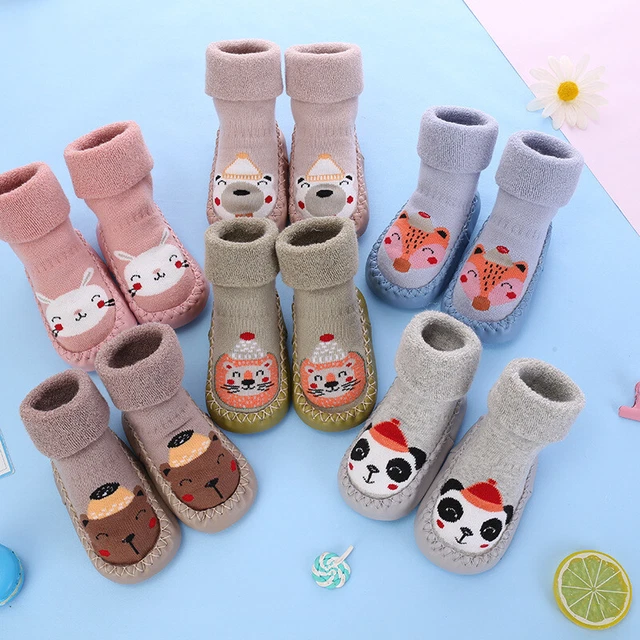 Pantofole antiscivolo neonati bambine bambini neonati calze cotone scarpe calde inverno