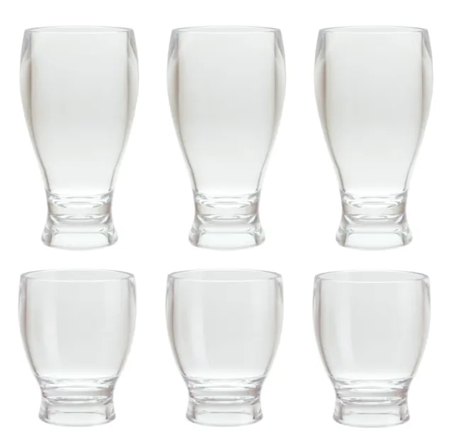 12&14 oz Clear Acrylic Plastic Thick Wall Round Base Beer Glass Tumbler Set of 6