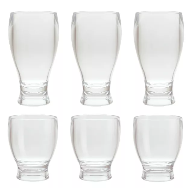 12&14 oz Clear Acrylic Plastic Thick Wall Round Base Beer Glass Tumbler Set of 6