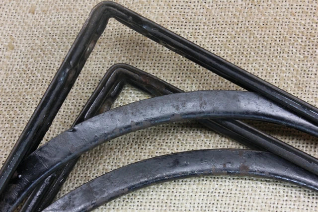 2 Old Shelf Support Brackets 6 X 8" Rustic Black Paint Vintage Industrial Steel 7