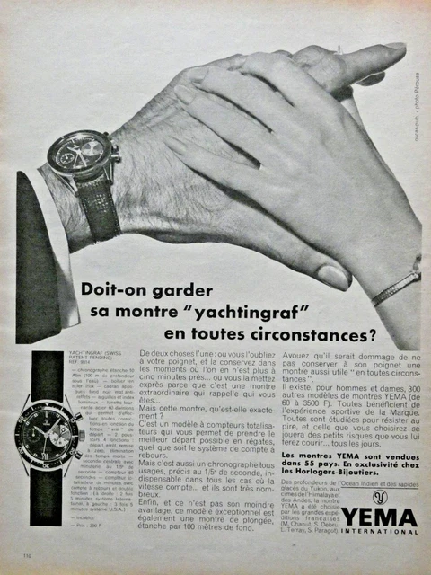 1969 Yema Press Advertisement Yachtingraf Watch In All Circumstances.