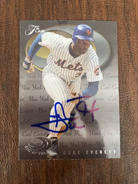 Carl Everett 1995 Fleer Flair Autographed Signed Auto Baseball Card 6 Mets