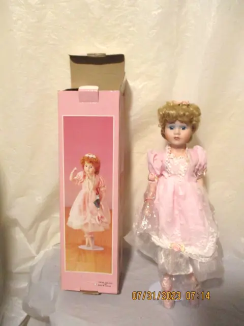 Vintage 16" Porcelain Ballerina Doll w/Stand New Open Box, made in Taiwan