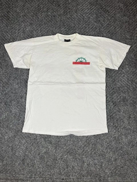 Vintage 18th Century Sailing Ships T Shirt Mens Size Large White