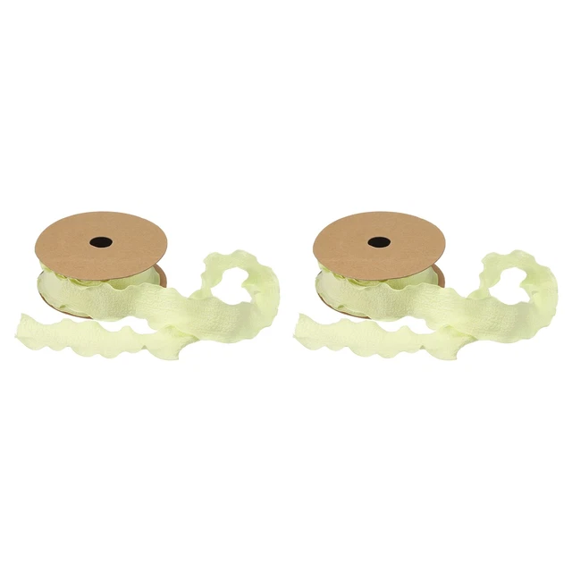 2 piezas cinta de 1,5 pulgadas 10 yardas satinada doble borde volante verde claro color sólido