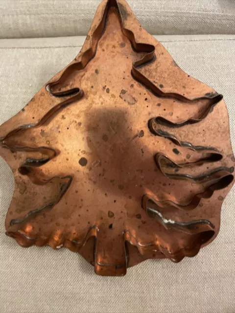 Rare Large Vintage Copper Tree Cookie Cutter 8” X 7” Heavy Gauge W/Handle
