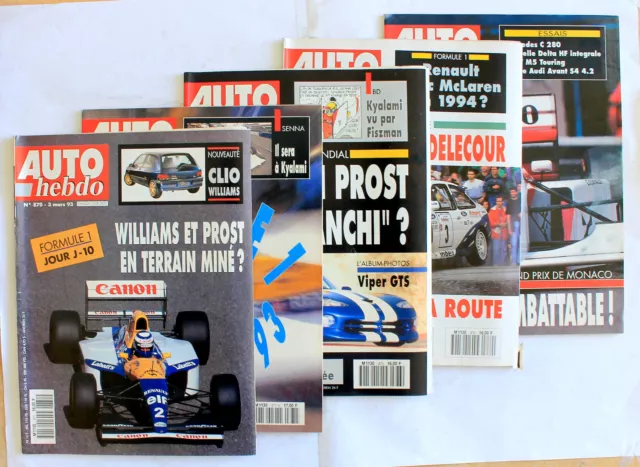 275- Ancien Magazine Automobile 5 Revue Auto Hebdo 1993 N°870-871-873-879-882 Bm