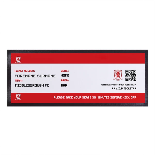 Middlesbrough FC Officially Licensed - Ticket - Personalised Bar Runner