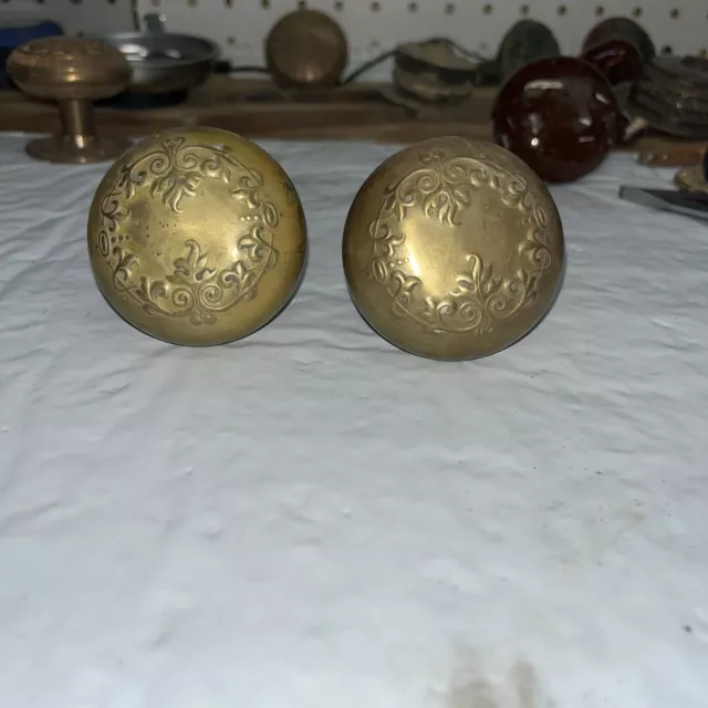 Pair of Antique Vintage Victorian Ornate Door Knobs And Spindle Included