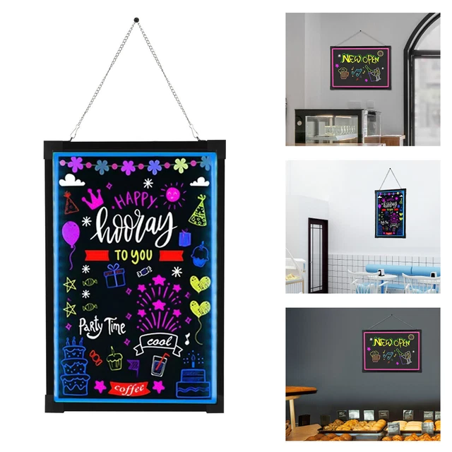 24" LED Message Board Restaurant Menu Sign Illuminated Neon Erasable with Remote