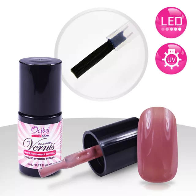 Ocibel France - Vernis Semi Permanent UV / LED 5ml Nude Foncé Manucure Ongles Na