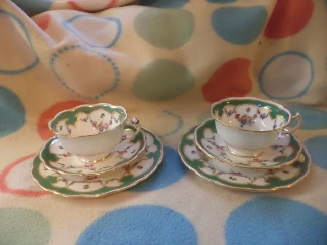 Two George Jones Crescent China Floral Swag China Trios Circa  1891 - 1921 A/F