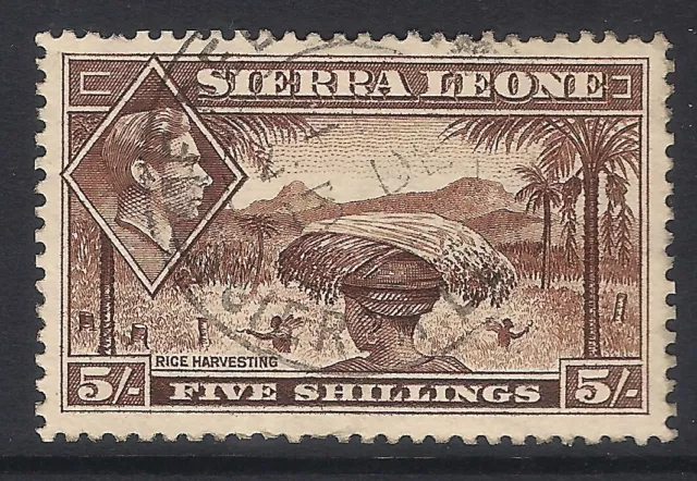 Sierra Leone 1938 sg198 5/- 5s Rice Harvesting Used A939