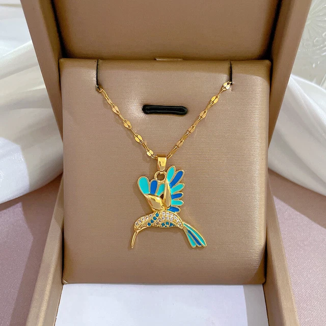 Women's Woodpecker Pendant Stainless Steel Necklace Clavicle Chain Jewelry Gifts