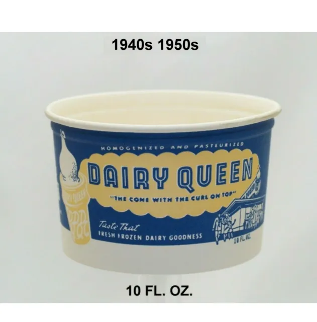 Vintage 40s / 50s Dairy Queen 10 FL. OZ. Wax Paper Cup  hard to find MINT NOS