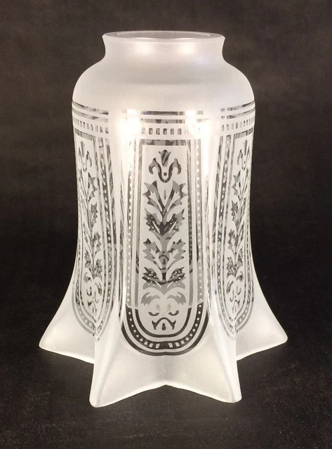 2 1/4" FROSTED SATIN ETCHED GLASS  FIXTURE LAMP SHADE CLEAR FILIGREE Star FS413